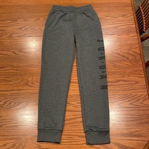 gray air jordan athletic sweat pants joggers size youth large